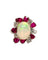 Bague 55 Bague en or blanc 18 carats avec opale, rubis et diamants 58 Facettes