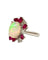 Bague 55 Bague en or blanc 18 carats avec opale, rubis et diamants 58 Facettes