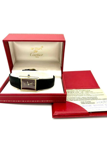 Montre Cartier Tank Must - Montre en vermeil mécanique 58 Facettes