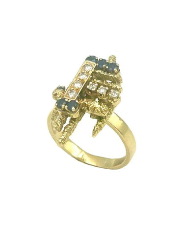 Bague 55 Bague vintage en or jaune 18K, saphirs et diamants 58 Facettes