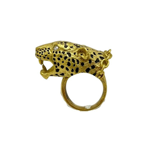Bague 51 FRED Léopard - Bague en or jaune 18 carats et diamants 58 Facettes