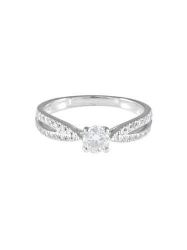 Bague 54 Bague de fiançailles en or blanc 18k et diamants 58 Facettes