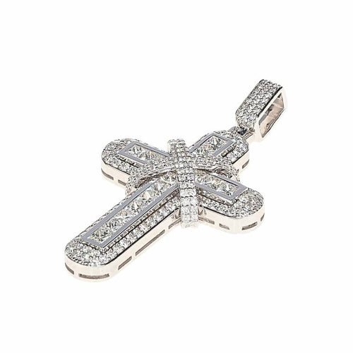 Pendentif Croix princesse - Pendentif en or blanc et diamants 58 Facettes