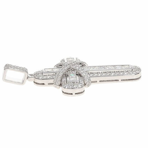 Pendentif Croix princesse - Pendentif en or blanc et diamants 58 Facettes