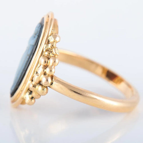 Bague 56 Bague camée sur onyx en or jaune 18k 58 Facettes