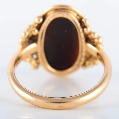 Bague 56 Bague camée sur onyx en or jaune 18k 58 Facettes