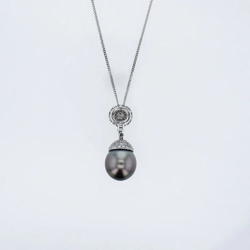 Pendentif Pendentif en or blanc 18k avec perle de Tahiti et diamants 58 Facettes 001.41424