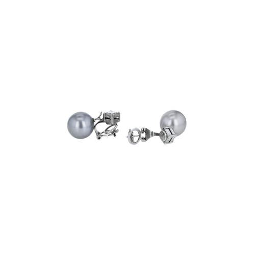 Boucles d'oreilles Boucles d'oreilles à clip en or blanc 18k avec perles de Tahiti et diamants 58 Facettes 001.41426