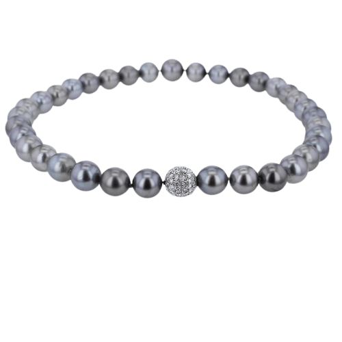 Collier Collier en chute de perles de Tahiti en or gris 18k et diamants 58 Facettes 001.41425