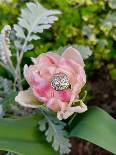 Bague 55 Bague boule pavée de diamants en or jaune 18 carats 58 Facettes 751089