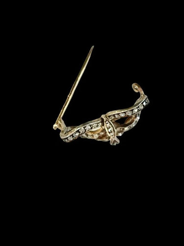 Broche Broche nœud Napoléon III en or et argent sertie de diamants 58 Facettes