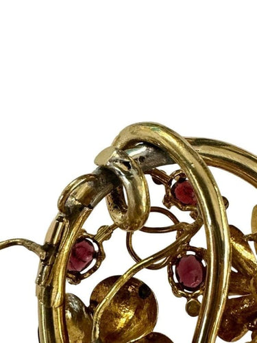 Broche Broche Napoléon III en or jaune 18 carats, grenats et perles fines 58 Facettes
