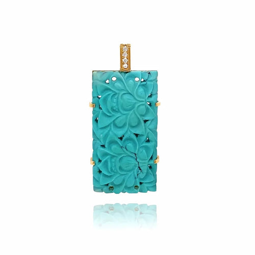 Pendentif Sans chaine Jana - Pendentif en or Fairmined 18k avec turquoise et diamants 58 Facettes PEN96