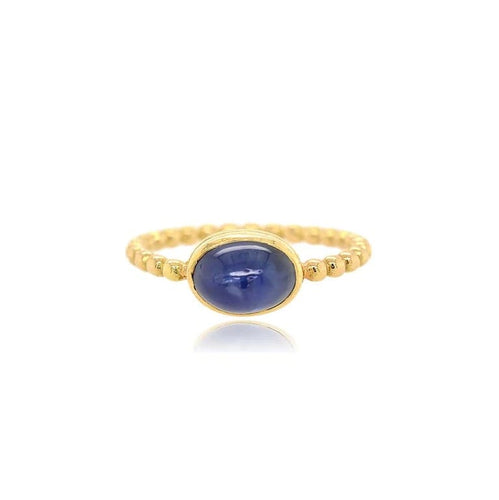 Bague 51 Ceylan - Bague en or jaune 18k et saphir cabochon 58 Facettes