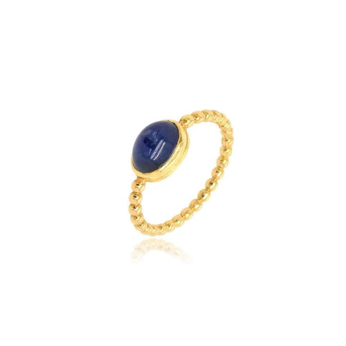 Bague 51 Ceylan - Bague en or jaune 18k et saphir cabochon 58 Facettes