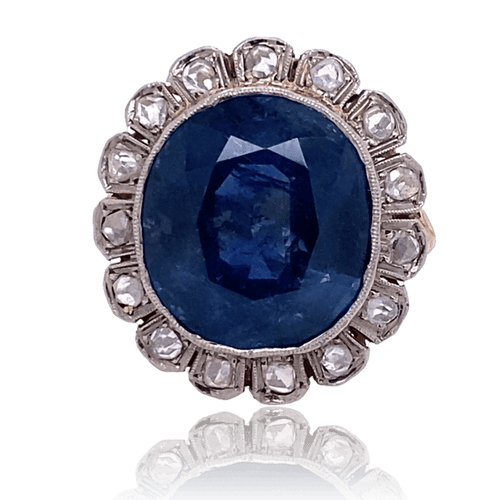 Bague 52 Bague marguerite saphir et diamants en or 750 et platine 58 Facettes BAJA01
