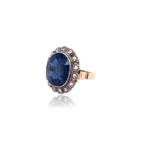 Bague 52 Bague marguerite saphir et diamants en or 750 et platine 58 Facettes BAJA01