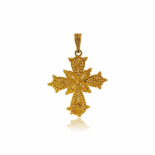 Pendentif Croix byzantine grecque vintage en or 18 carats 58 Facettes