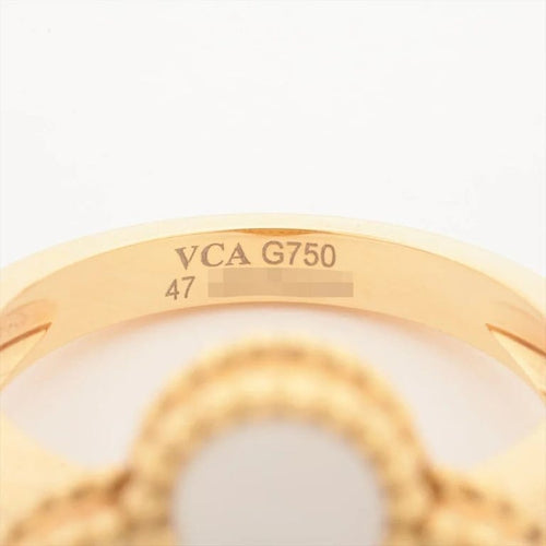 Bague 47 Van Cleef & Arpels Vintage Alhambra - Bague en or jaune 18 carats, nacre et diamant 58 Facettes