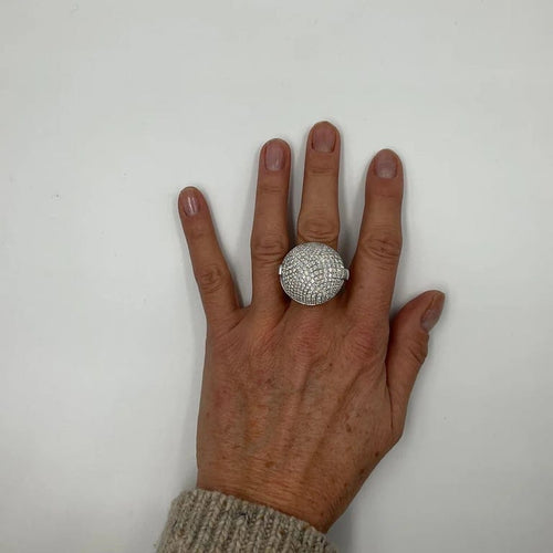 Bague 54 Édouard Nahum - Bague en or gris pavée de diamants 58 Facettes
