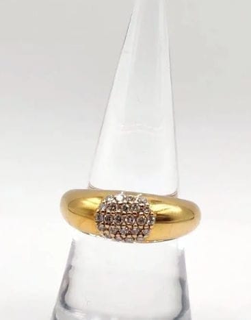 Bague 54 Bague jonc en or jaune 18K pavée de 24 diamants 58 Facettes