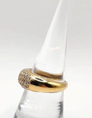 Bague 54 Bague jonc en or jaune 18K pavée de 24 diamants 58 Facettes