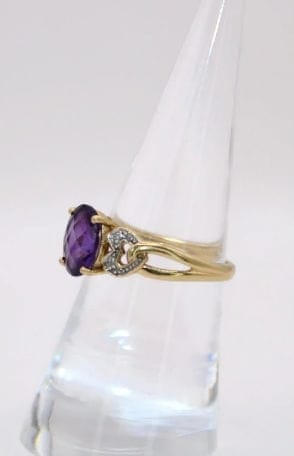 Bague 54 Bague vintage en or jaune 18K, améthyste et diamants 58 Facettes