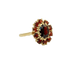 Bague 55.5 Bague marguerite vintage en or jaune 18 carats et grenats 58 Facettes