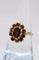 Bague 55.5 Bague marguerite vintage en or jaune 18 carats et grenats 58 Facettes