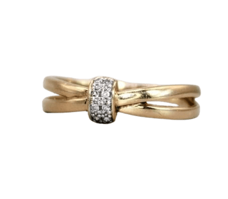 Bague 56 Bague en or jaune 18 carats sertie de 8 diamants 58 Facettes