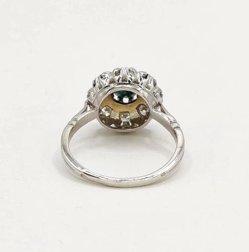 Bague 54 Bague marguerite en or blanc 18 carats, saphir et diamants 58 Facettes