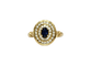 Bague 57 Bague Pompadour vintage en or jaune 18 carats, saphir et diamants 58 Facettes