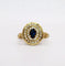 Bague 57 Bague Pompadour vintage en or jaune 18 carats, saphir et diamants 58 Facettes