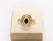 Bague 57 Bague Pompadour vintage en or jaune 18 carats, saphir et diamants 58 Facettes