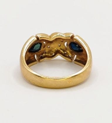 Bague 57.5 Bague jonc vintage en or jaune 18K avec saphirs et diamants 58 Facettes