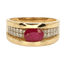 Bague 55 Bague bandeau en or jaune 18K avec rubis ovale et diamants 58 Facettes