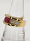 Bague 55 Bague bandeau en or jaune 18K avec rubis ovale et diamants 58 Facettes
