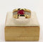 Bague 55 Bague bandeau en or jaune 18K avec rubis ovale et diamants 58 Facettes