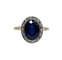 Bague 50.5 Bague Pompadour Art déco en or 18 carats à pierre bleue et diamants 58 Facettes