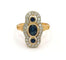 Bague 54 Bague marquise Art déco en or jaune 18K, saphirs et diamants 58 Facettes