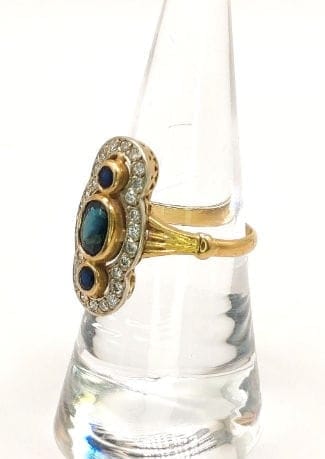 Bague 54 Bague marquise Art déco en or jaune 18K, saphirs et diamants 58 Facettes