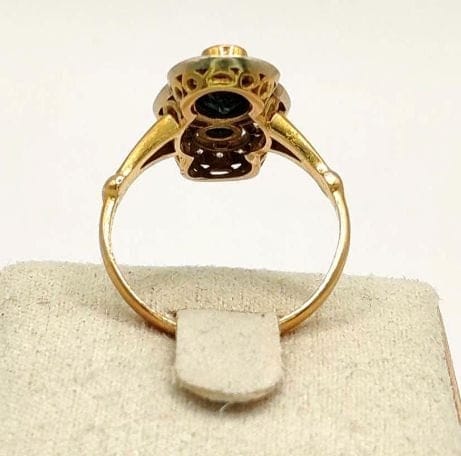 Bague 54 Bague marquise Art déco en or jaune 18K, saphirs et diamants 58 Facettes