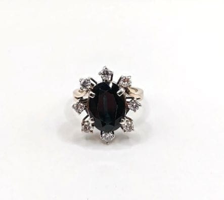 Bague 50.5 Bague marguerite en or gris 14K avec saphir et diamants 58 Facettes