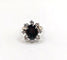 Bague 50.5 Bague marguerite en or gris 14K avec saphir et diamants 58 Facettes