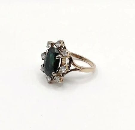 Bague 50.5 Bague marguerite en or gris 14K avec saphir et diamants 58 Facettes