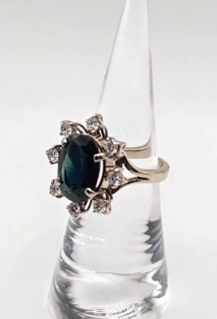 Bague 50.5 Bague marguerite en or gris 14K avec saphir et diamants 58 Facettes