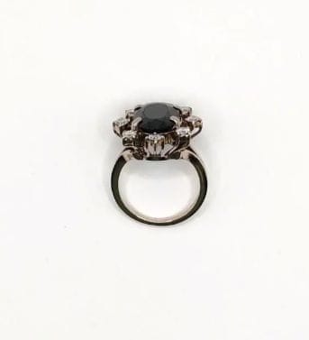 Bague 50.5 Bague marguerite en or gris 14K avec saphir et diamants 58 Facettes