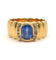 Bague 51 Bague godronnée vintage en or jaune 18K au saphir de Ceylan 58 Facettes