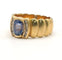 Bague 51 Bague godronnée vintage en or jaune 18K au saphir de Ceylan 58 Facettes