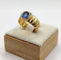 Bague 51 Bague godronnée vintage en or jaune 18K au saphir de Ceylan 58 Facettes